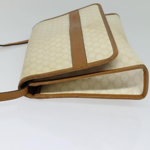 CELINE Macadam Canvas Shoulder Bag Pvc Leather White Gold - Picture 4 of 12